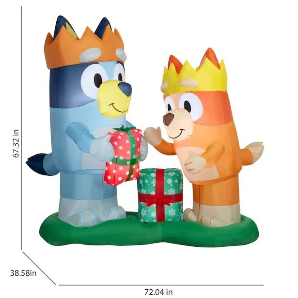 6-Ft Bluey & Bingo Holiday Presents Gemmy Lighted Airblown Christmas Inflatable